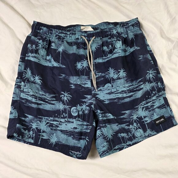 Rip Curl Laydays Mens Small Blue Hawaiian Print Boardshorts Swim Trunks - Picture 1 of 9